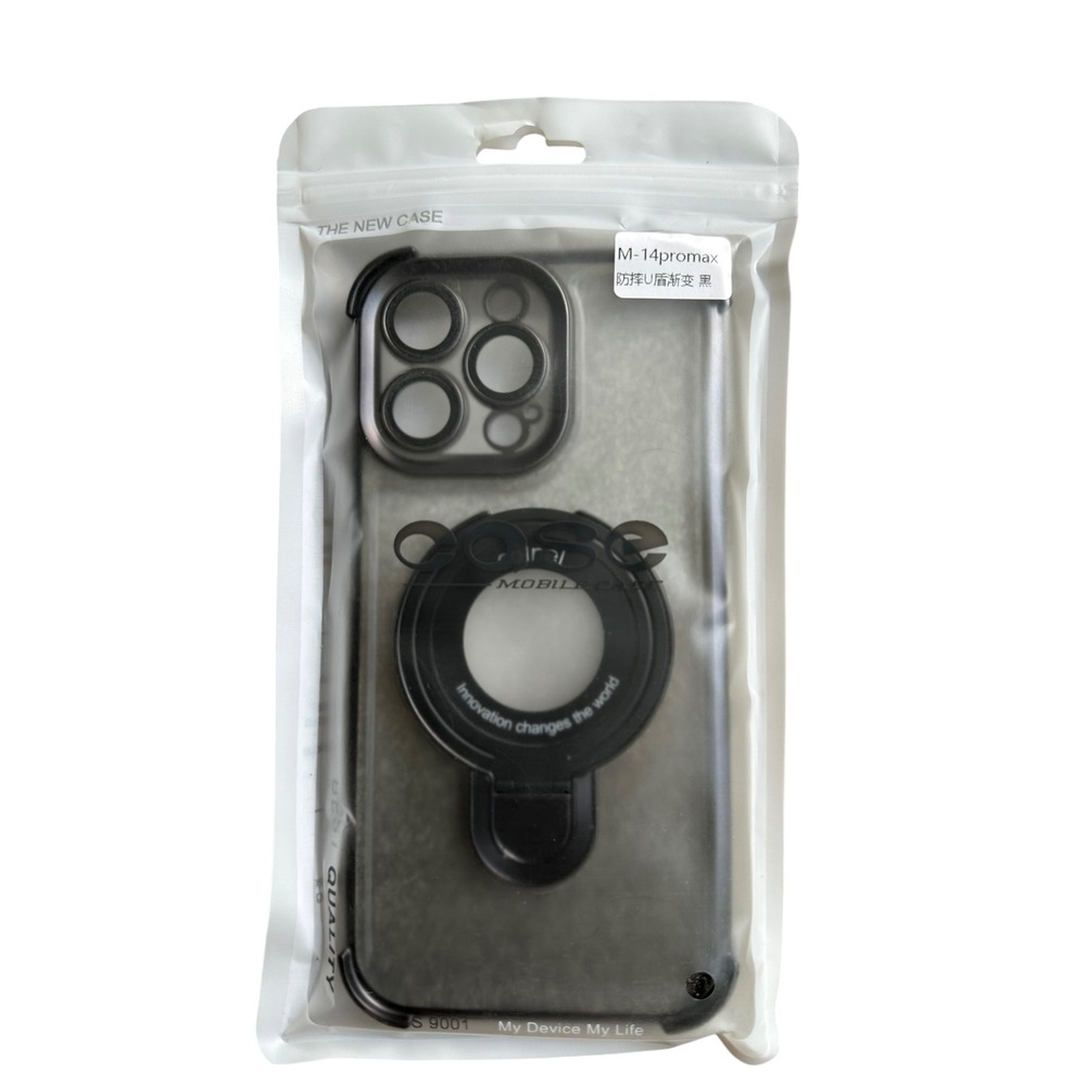 Mobile Case iPhone 14 Pro Max Clear Protective‎ Cover with Ring Holder Black